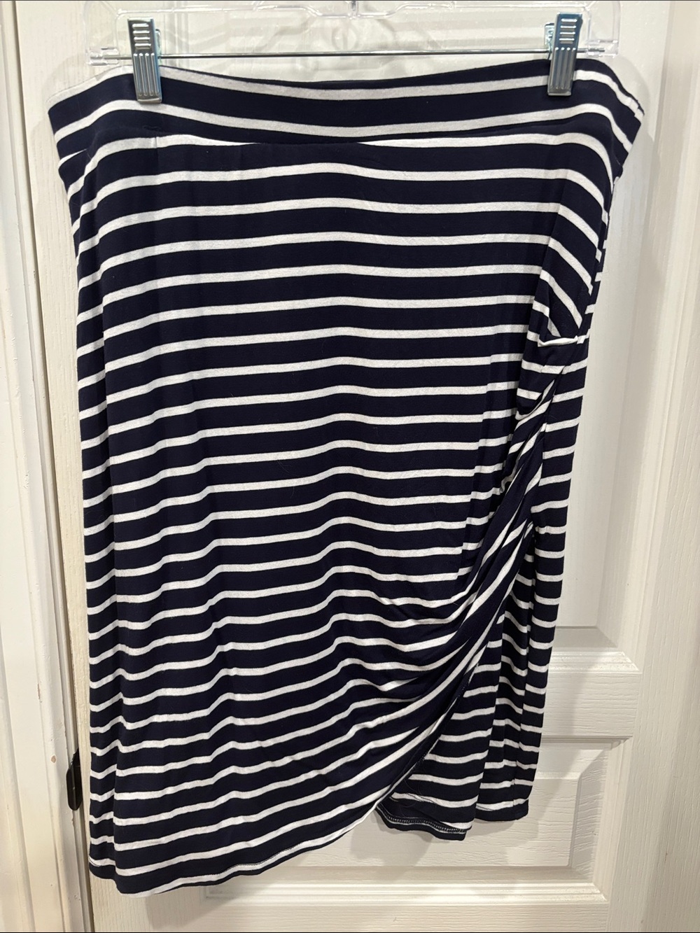 Cato Navy and White Striped Pencil Skirt